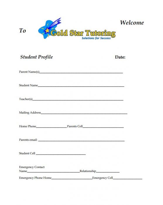 Gold Star Tutoring Student Application